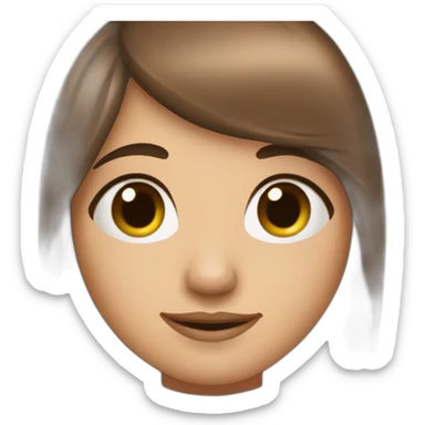 girl who look like sqirl with brown long straight hair, fringe and dark eyes sticker