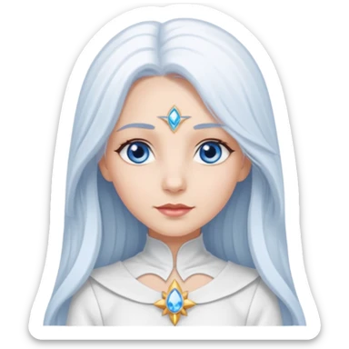 Good Witch of the North from The Wizard of Oz with light skin, blue eyes, long white hair, white outfit sticker