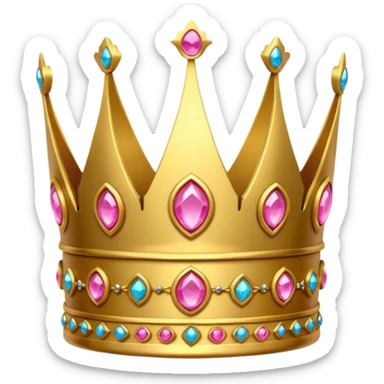 small crown golden with pink gems sticker
