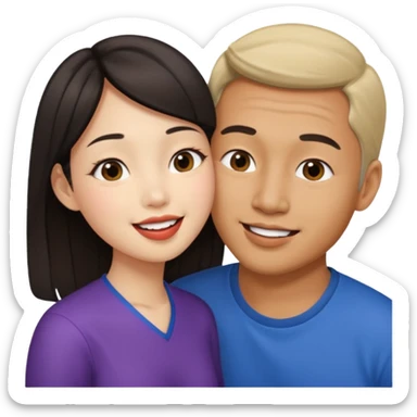 Asian girl kissing man on the lips sticker