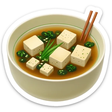 traditional minimalistic japanese miso soup with wakame, spring onion and tofu but no other toppings sticker