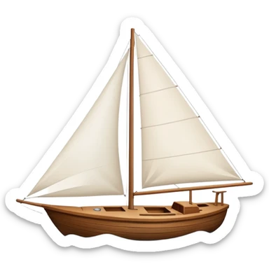 Sailboat – White sail on wooden hull sticker