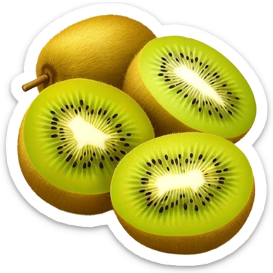 golden kiwi fruit, whole and sliced, simple, vibrant yellow and green sticker