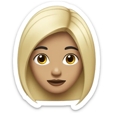 woman with black hair with blonde streaks wolfcut  sticker