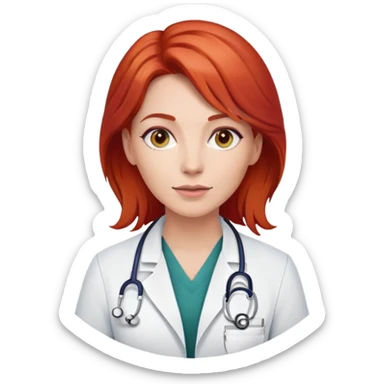 female doctor with red hair sticker