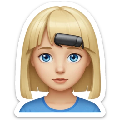 Blonde girl with bangs and blue eyes sticker