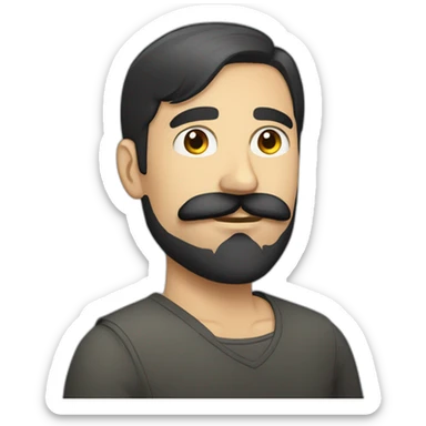 Russian man with a black beard and mustache sticker