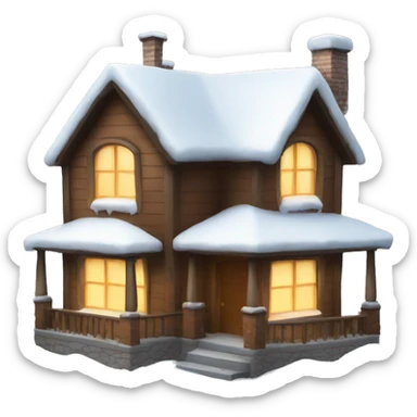 A house with the snow on the top and lights sticker