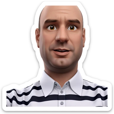 bald boy in striped shirt sticker