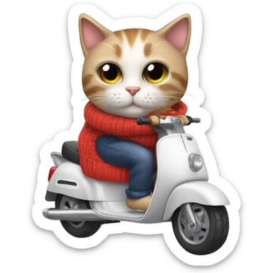 Cat wearing a sweater on a scooter sticker