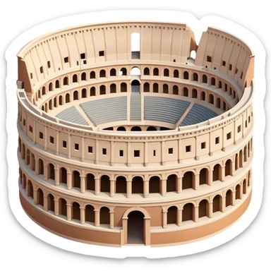 Cinematic Realistic Colosseum Landmark Emoji, depicted as the ancient Roman amphitheater rendered with dramatic architectural detail and dynamic lighting. sticker