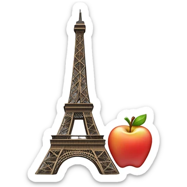 Eiffel tower with apple emoji design sticker