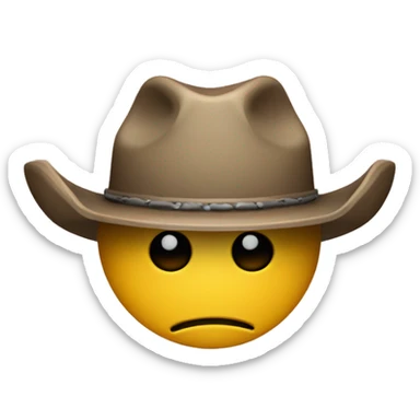 Annoyed smiley face with cowboy hat sticker