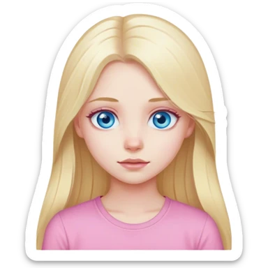 Blue eyed girl with long blonde hair and pink shirt, pale skin sticker