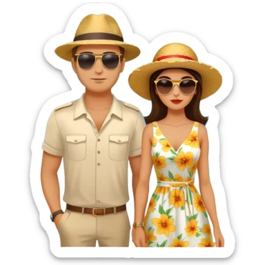 Couple having an adventure in Montenegro russian man and elegant  Latina girl  sticker