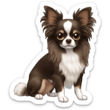 Long hair dark brown no white fur Chihuahua sticker