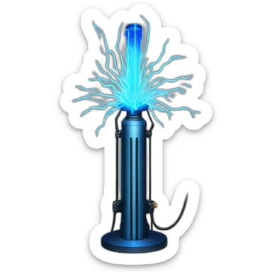 Nikola Tesla coil with blue sparks sticker