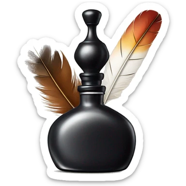 a feather quill and ink bottle sticker