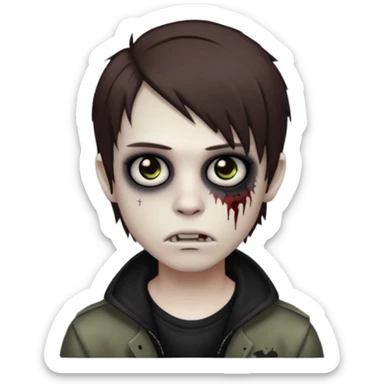 boy zombie with brown middlepart hair emo sticker