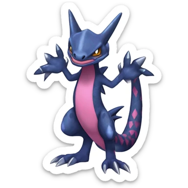 Cool Edgy Seviper-Sharpedo-Gabite Fakémon Digimon with Edgy markings, full body, outlined sticker