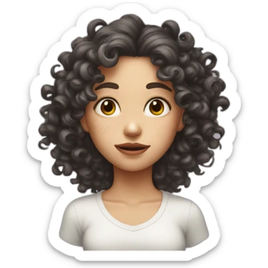 female face with curly hair and with many large irregular milk stains sticker