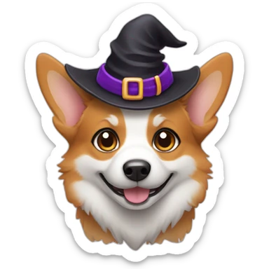 Corgi wearing witch costume sticker