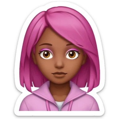 girl with brown hair and brown eyes and pink  end of a hair sticker