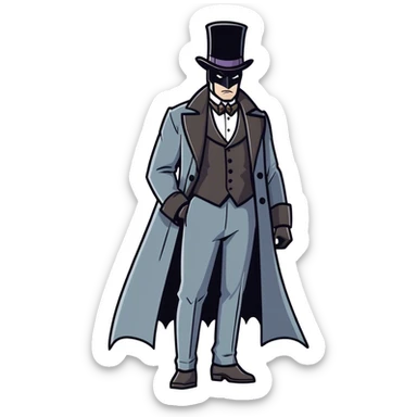 Batman wearing Victorian era clothes with top hat and coat sticker