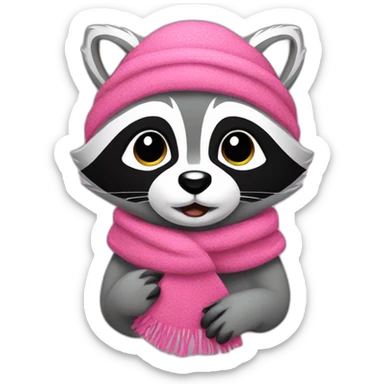raccoon with a pink scarf sticker