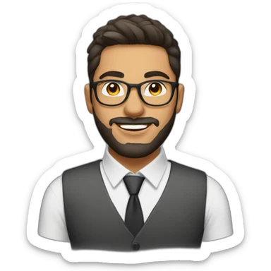 tunisian young finance guy round glasses with beard and fade haircut sticker