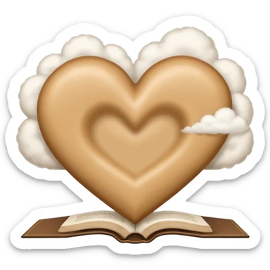 beige heart + cloud + book sticker