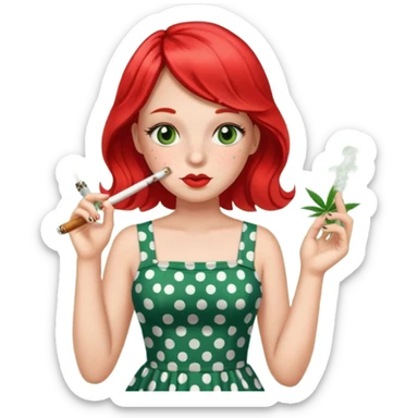 Girl polka dot dress smoking weed sticker