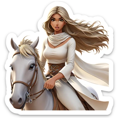 girl horseback riding in desert sticker