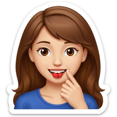 Une fille brune et blanche qui se mord l'ongle avec ses dents comme si elle draguait qqn sticker