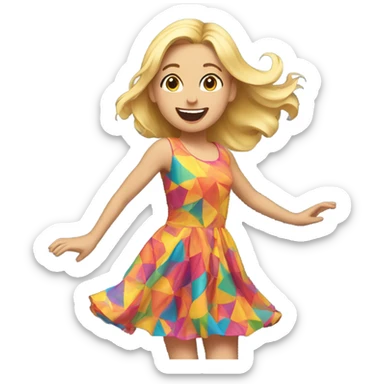blonde girl dancing excited in dress sticker