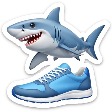 Crea un tiburón con zapatillas azules sticker