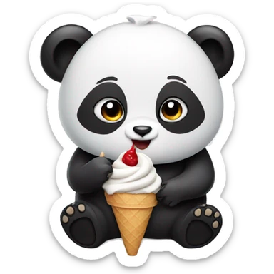 Panda eating ice cream sticker