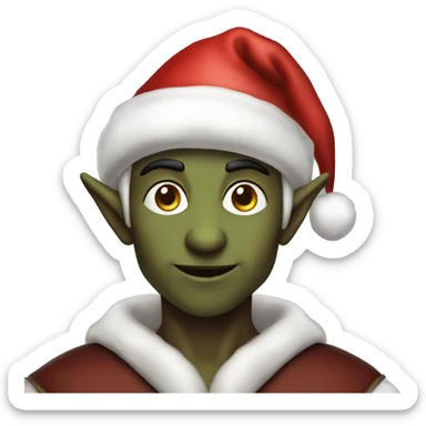 rogue male elf fantasy wearing santa hat sticker