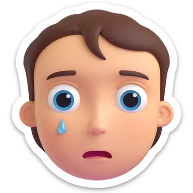 face with tears streaming down, eyes sad, but mouth forming an unnatural smile, showing emotional conflict sticker