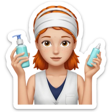 Clean girl aesthetic emoticons, apply skincare products, headband, glowing skin, vest, soft lighting
 sticker