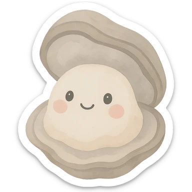 Make the oyster smile while keeping the watercolor art style, with a transparent background. sticker