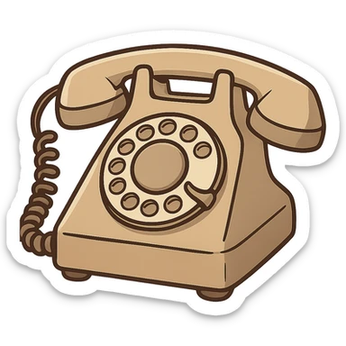 flat toon style old rotary phone sticker