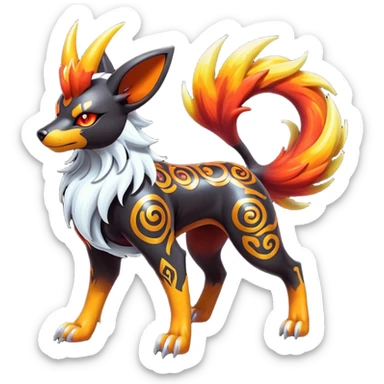 Shiny Gothic Exotic Punk’ish Cool Colorful Epic Futuristic Houndoom-Arcanine-Zorua-Torracat-Pokémon-Fakémon-hybrid-creature sticker