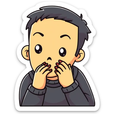 Nervous character biting nails sticker