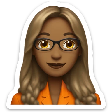 A women wearing orange suite saying thank you festive sticker