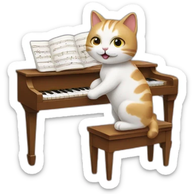 Cat playing piano  sticker