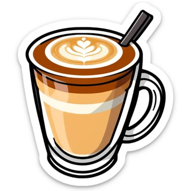 expensive artisanal latte in a cafe from upward view perspective, latte art, fancy coffee drink sticker