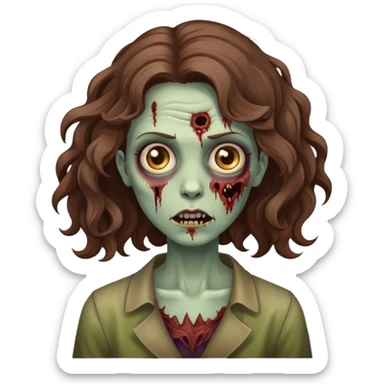 zombie de cabelo marrom ondulado mulher sticker