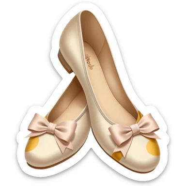 Beige realistic vintage silk bow ballerina shoes sticker