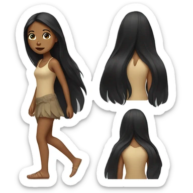 Brown Island girl with long black hair sticker